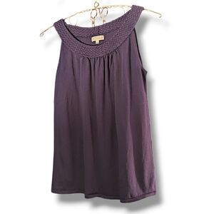 Joseph A Deep Purple Braided Neck Tank Top Blouse Size Medium